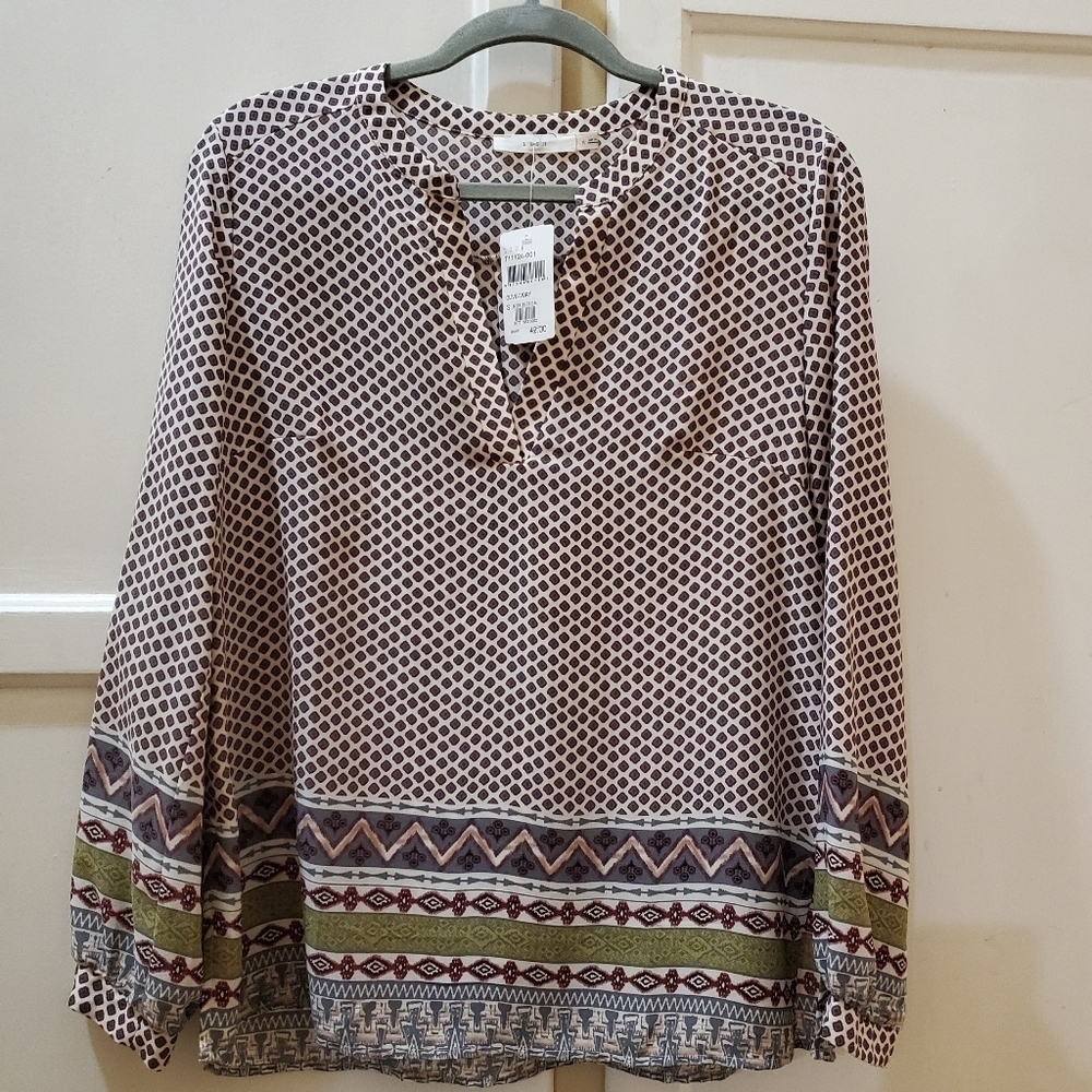 LUSH Women's Mix Print Peasant Blouse 👚 - Picture 5 of 7